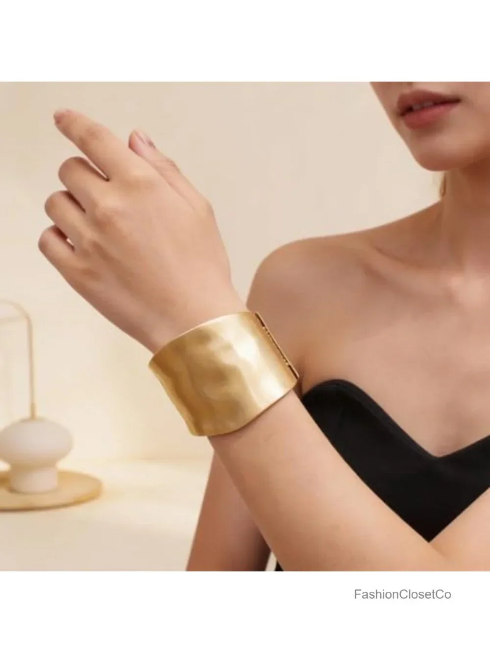 Gold Chunky Bangle Bracelets for Women Big Thick Cuff Bracelet Stackable Non